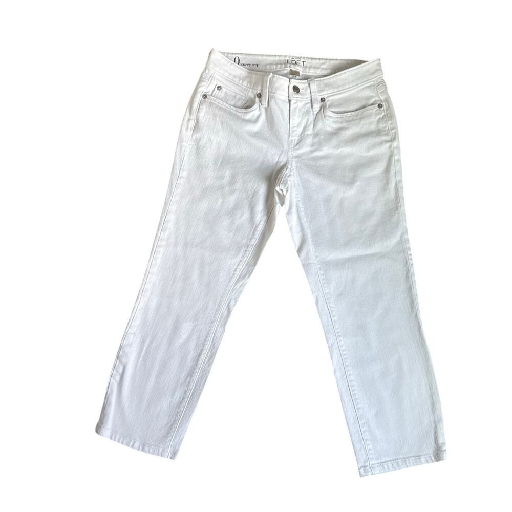 Loft Curvy Crop White Jeans Medium Rise 0